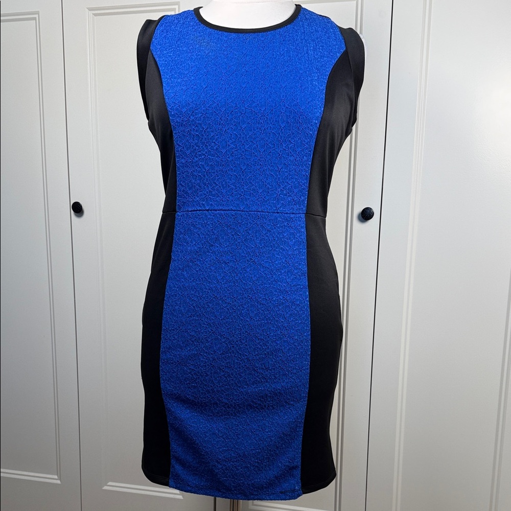 Forever 21 Vibrant Blue and Black Sleeveless Sheath Dress